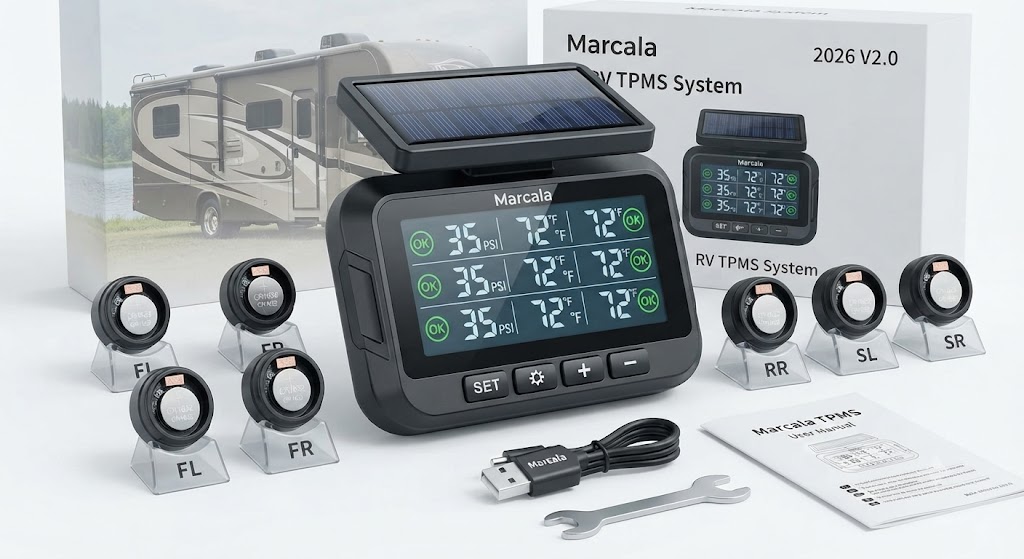 Marcala 2026 V2.0 Treyler Shinalari Bosimini Nazorat Qilish Tizimi (TPMS) – 6 ta Sensorli To'plam
